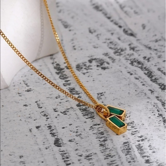 ❗️restocked❗️new Emerald Green Gemstone 18K Gold Plated Necklace - Picture 10 of 16